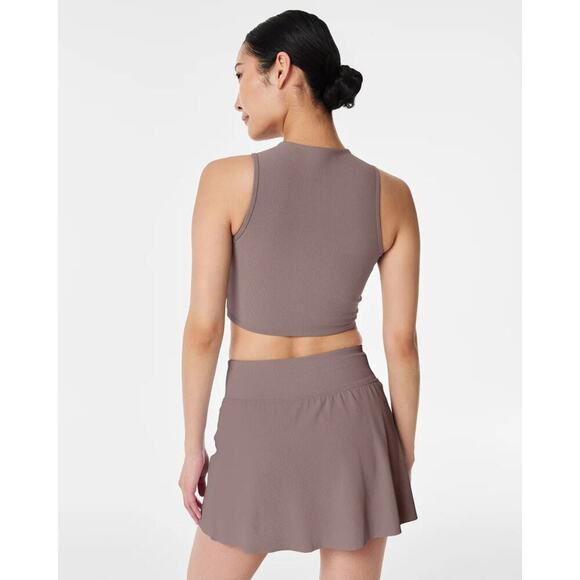 Spanx Contour Rib Mock Neck Crop Top Smoke Size L NWT - Picture 2 of 9